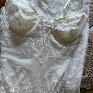 Anthropologie Ivory Lace Chemise